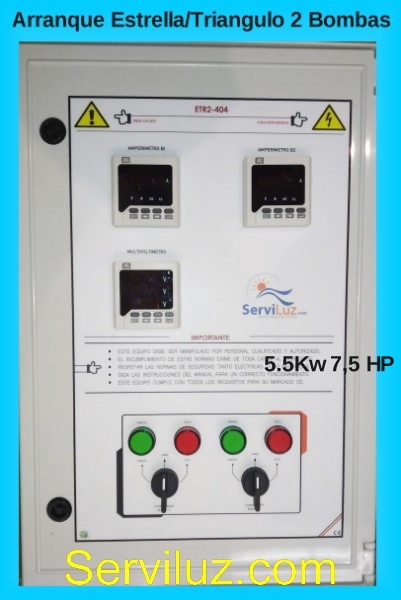 Cuadro Electrico 2 Bombas con Arranque Estrella Triangulo de 5.5 Kw 7.5 HP Cuadro Electrico 2 Bombas con Arranque Estrella Triangulo de 5.5 Kw 7.5 HP